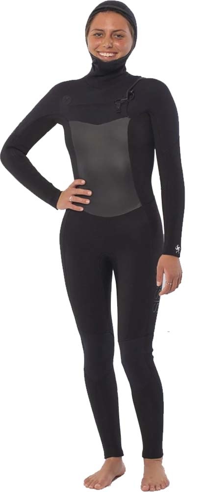 5/4 mm 7 Seas Hooded Chest Zip Full Wetsuit Black Heather
