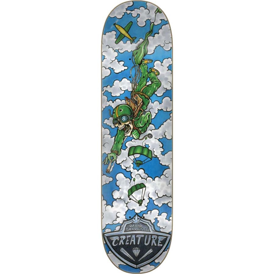 8.3" Gravette Hippie Bomber Blue White Skateboard Deck
