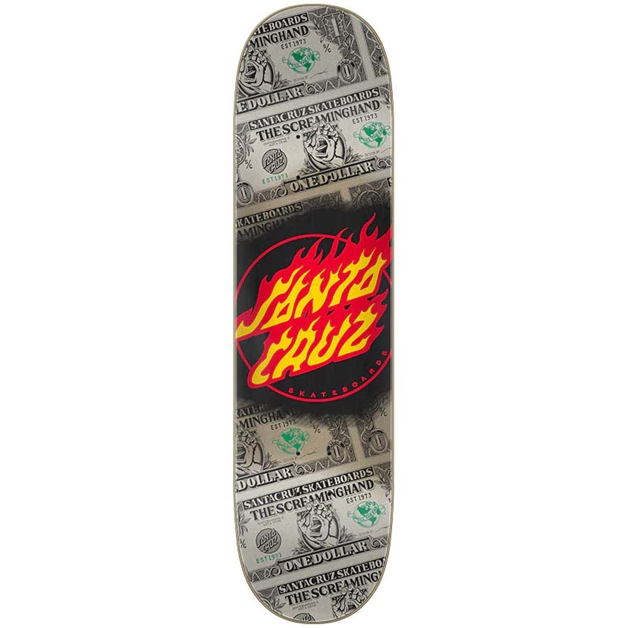 8" Dollar Flame Dot Black Skateboard Deck