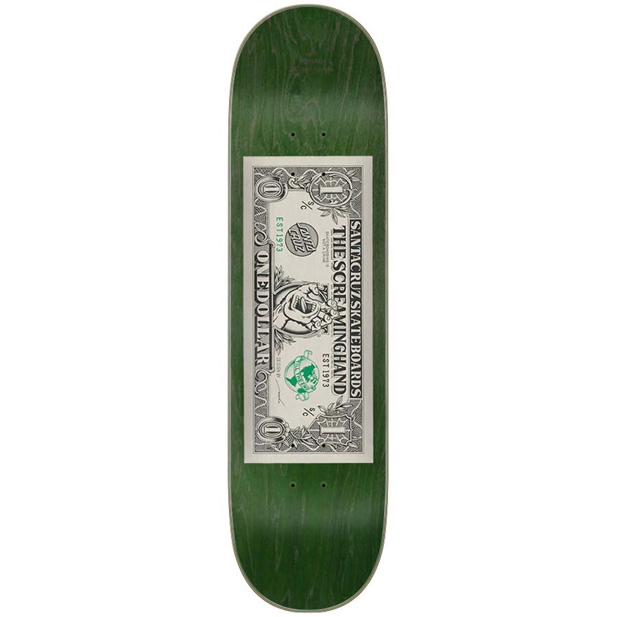 8.25" Dollar Hand Green Skateboard Deck
