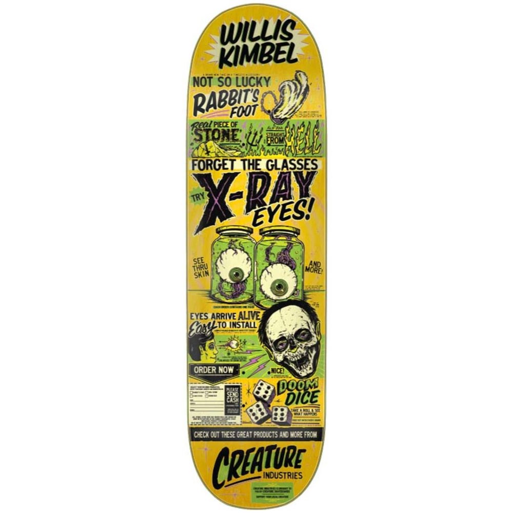 Creature 9" Kimbel X-Ray Eyes Yellow Green Skateboard Deck