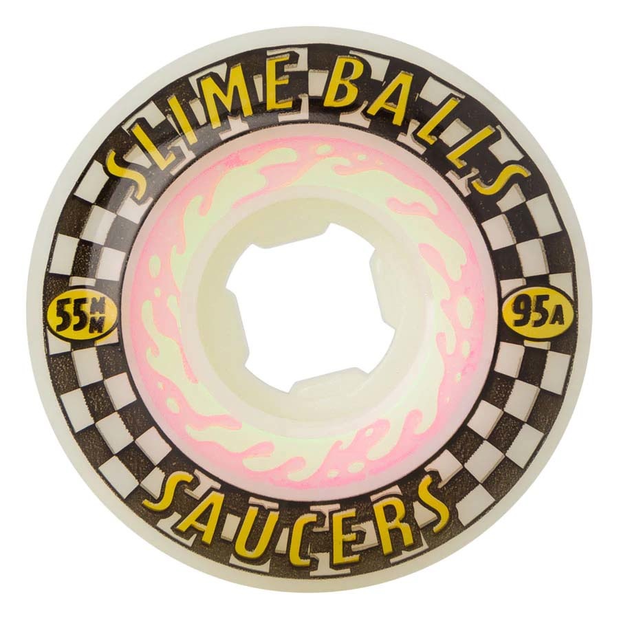 55mm 95A Saucers White Yellow Skateboard Wheels