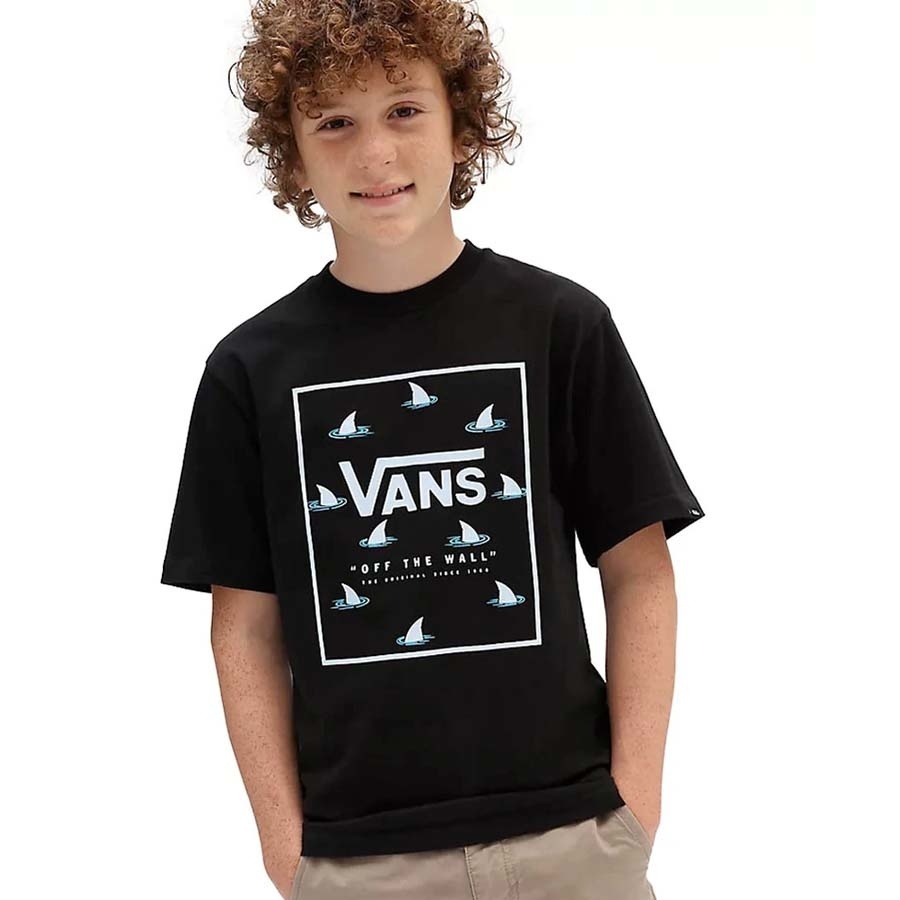 Boys Print Box Black/Shark Fin T-Shirt