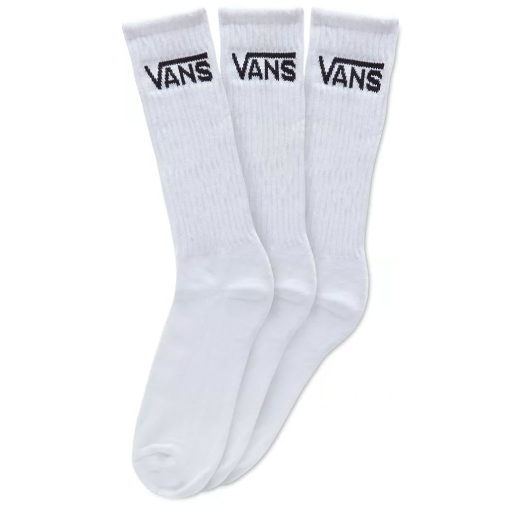 3 Pack Classic Crew White Skateboard Socks