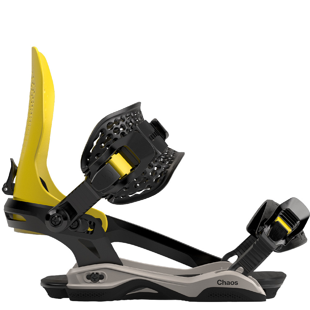Chaos Asymwrap Black Yellow 2023 Snowboard Binding