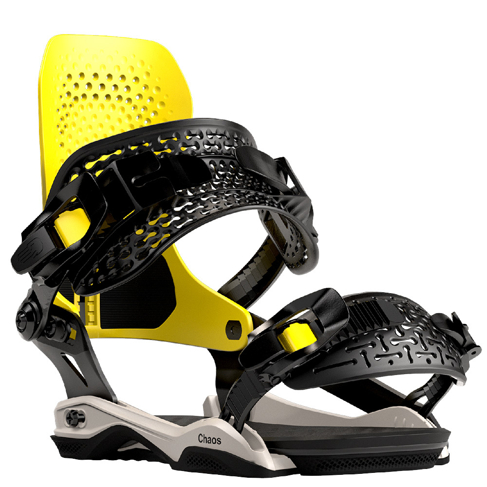 Chaos Asymwrap Black Yellow 2023 Snowboard Binding