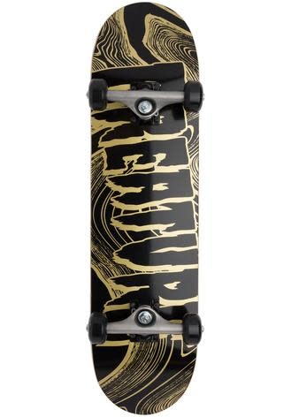 7.75" Metallic Swirl Logo Mini Black Skateboard Complete