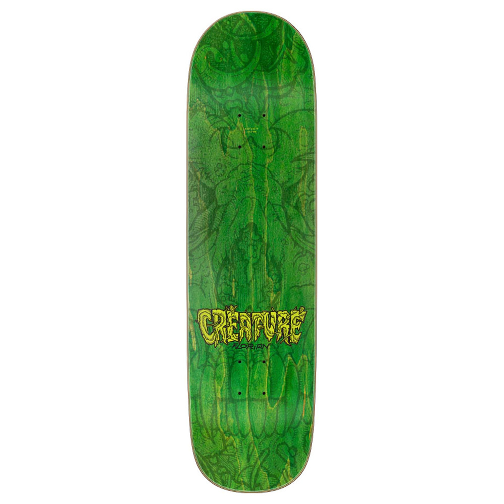 8.58" Demon Skull Everslick Green Skateboard Deck