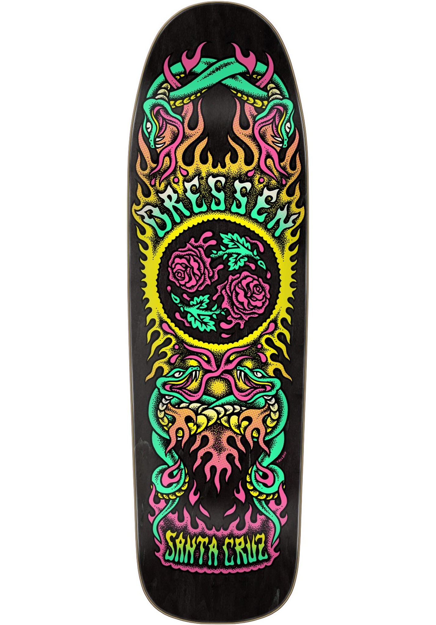 9.3" Dressen Rose Crew Shaped Black Skateboard Deck 2023