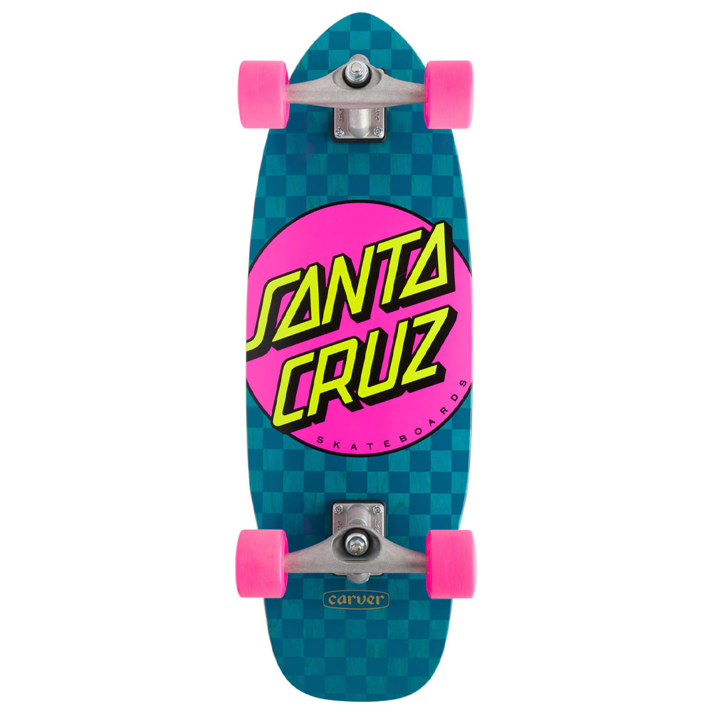 9.75" Pink Dot Check Cut Back Carver Surf Skate Cruiser Complete 2023