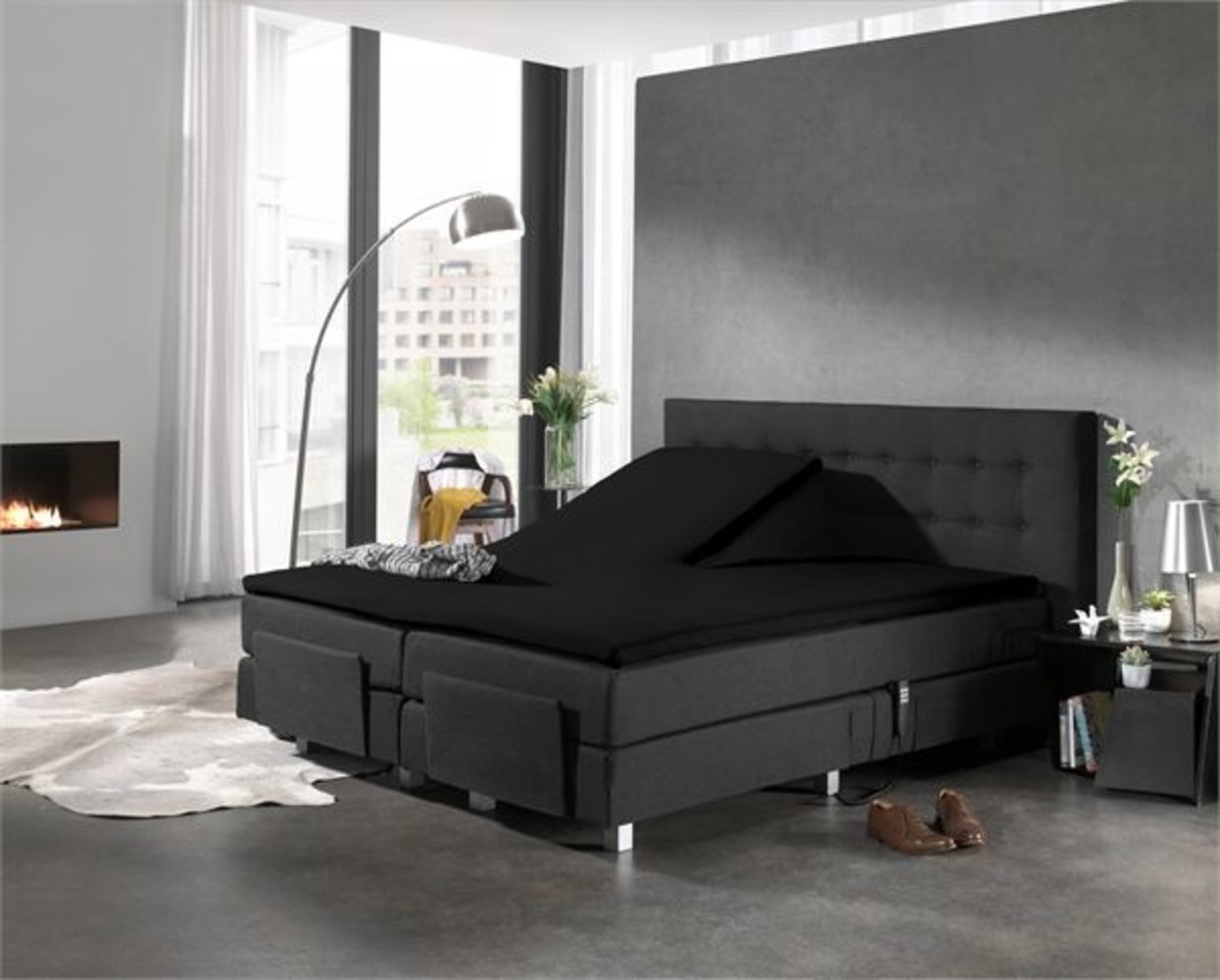 Beau Maison Split Topper Hoeslaken Zwart Jersey