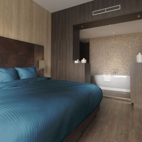 Beau Maison Katoen Satijnen Dekbedovertrek Hotel Line Blauw