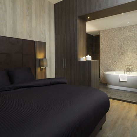 Beau Maison Katoen Satijnen Dekbedovertrek Hotel Line Zwart