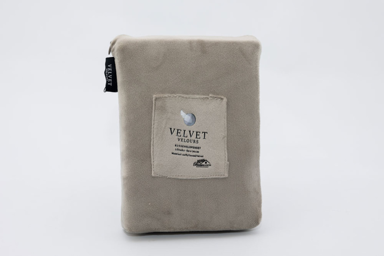 Beau Maison Fluwelen kussenslopen Taupe-grijs Velvet-velours