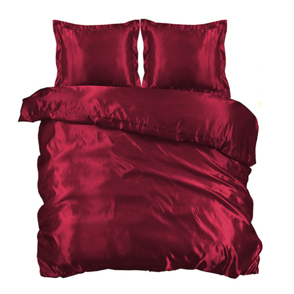 Beauty Silk Shiny Satin Duvet Cover Red