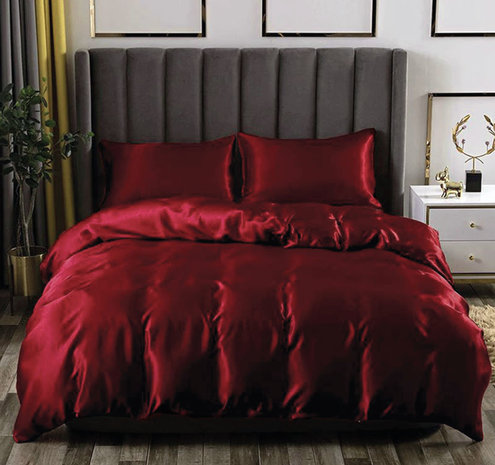 Beauty Silk Shiny Satin Duvet Cover Red