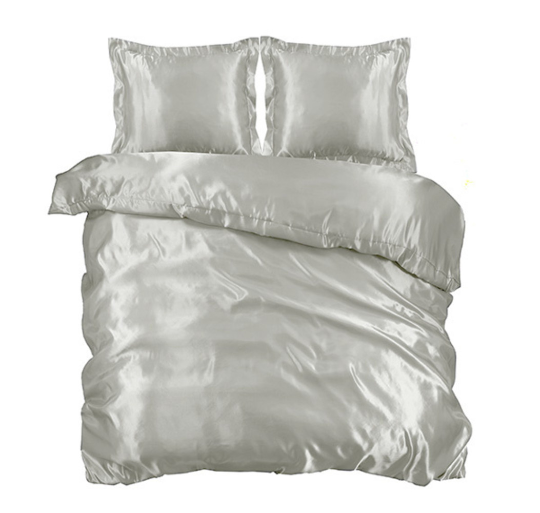 Beauty Silk Shiny Satin Duvet Cover Silver