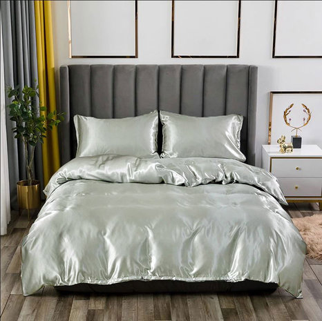 Beauty Silk Glanzend Satijnen Dekbedovertrek Zilver
