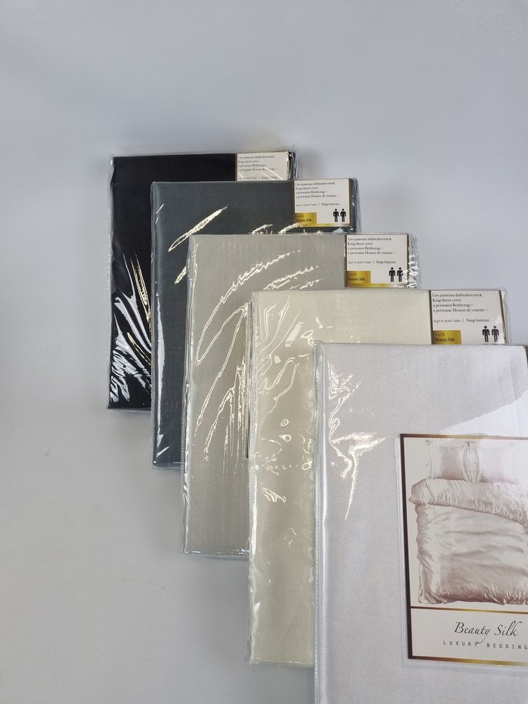 Beauty Silk Glänzender Satin-Bettbezug Silber