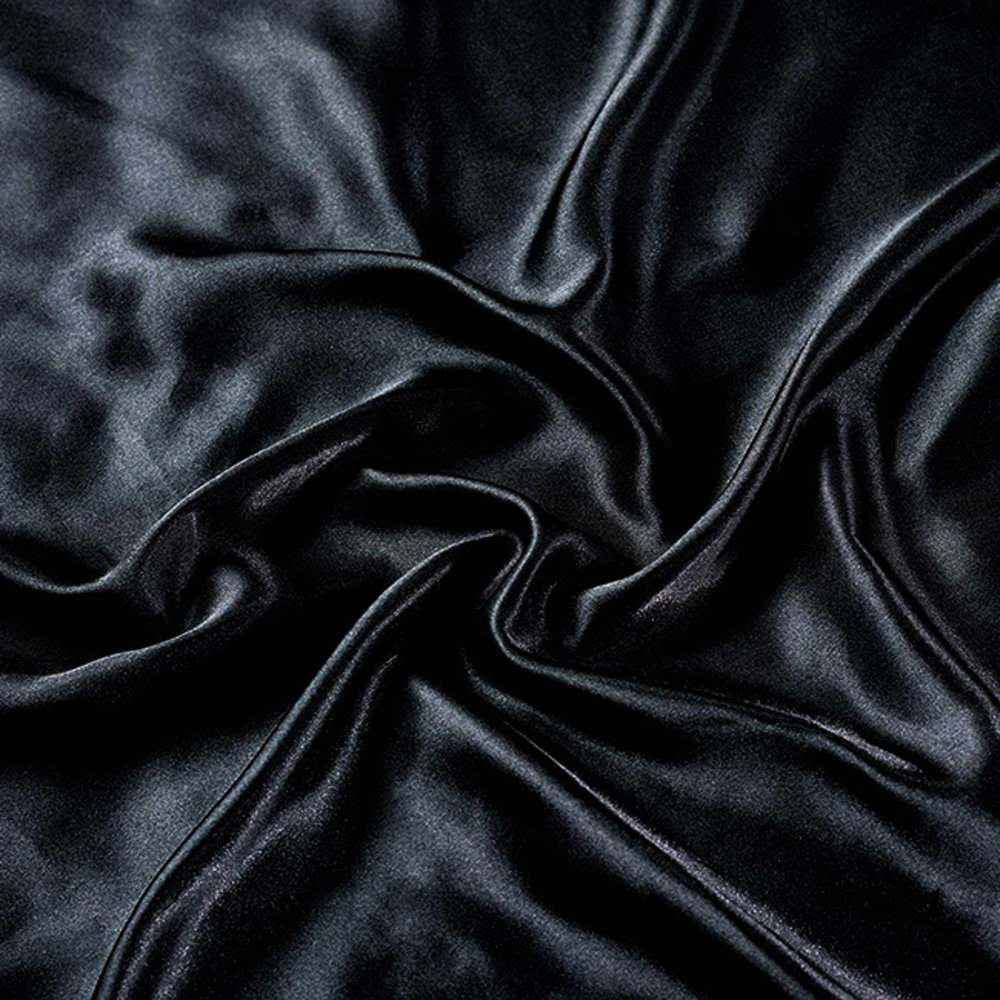 Beauty Silk Glänzender Satin-Bettbezug Schwarz