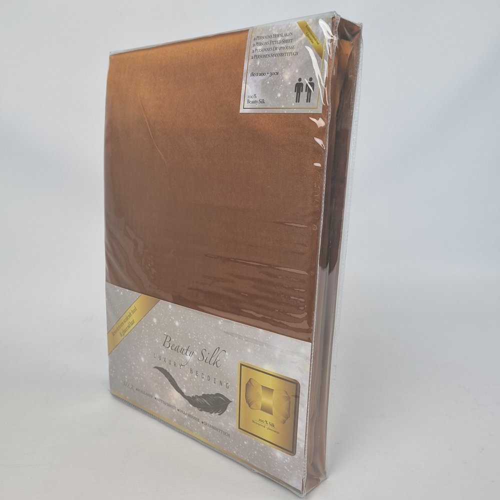 Beauty Silk Satijnen Hoeslaken Cognac