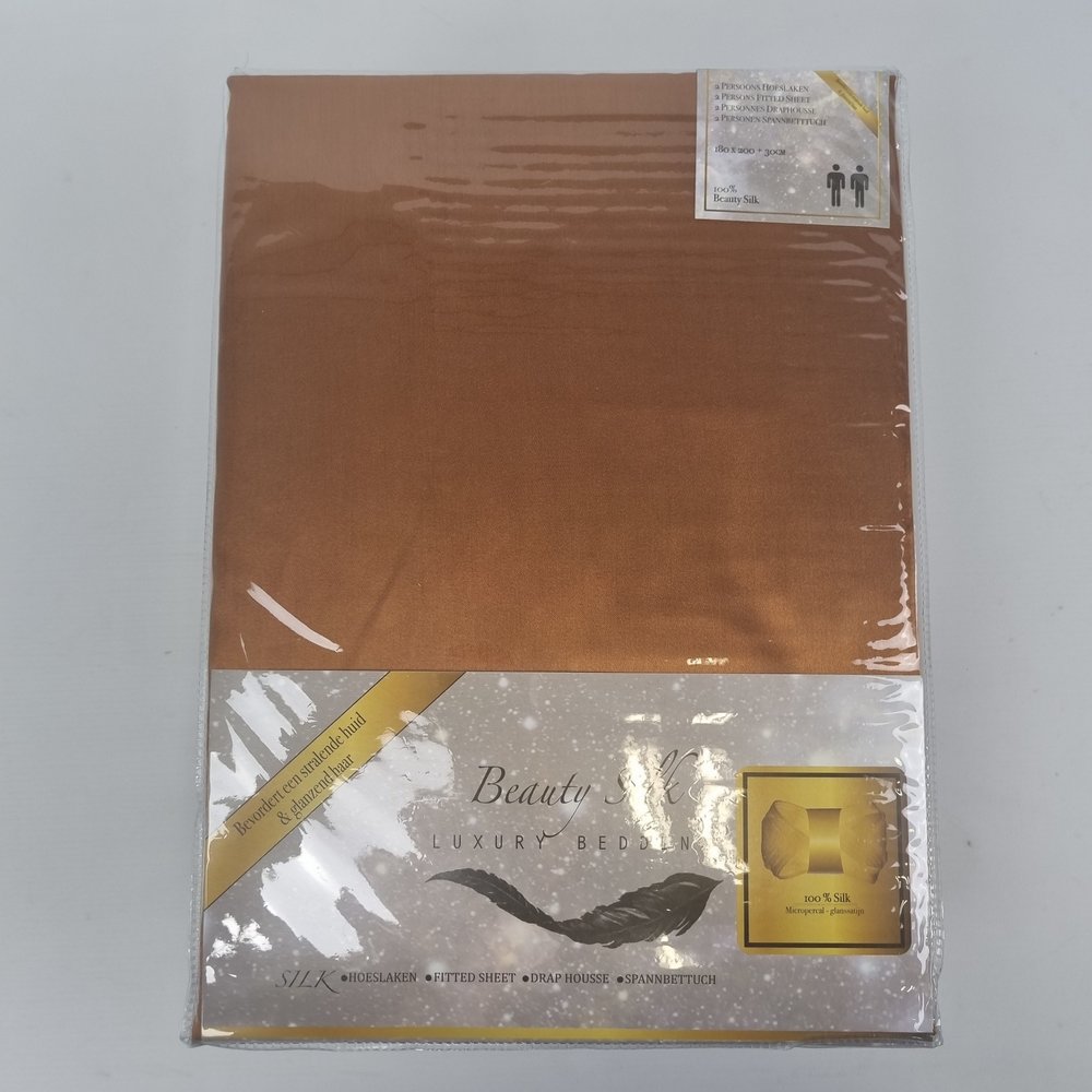 Beauty Silk Satin-Spannbettlaken Cognac