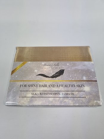 Beauty Silk Satin Pillowcases Champagne Gold 2 pieces