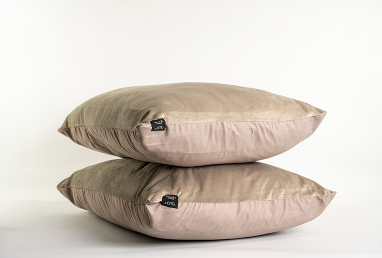 Beau Maison Velvet Pillowcases Taupe Gray Velvet Velvet