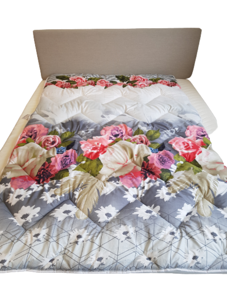 Beau Maison  Bedrukte dekbed grijs met rozen All Season