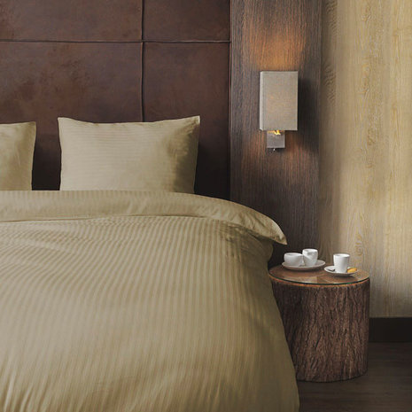 Beau Maison Bettbezug aus Baumwollsatin Hotel Line Taupe Green