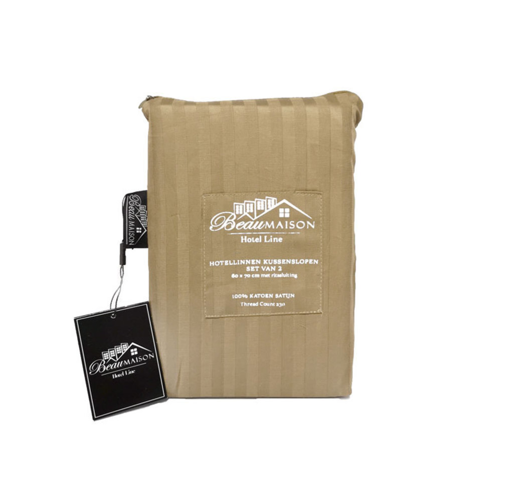 Beau Maison Kissenbezug Hotel Line Taupe Green - 60x70cm 2 Stück mit Reißverschluss Beau Maison Kissenbezug Hotel Line Taupe Green - 60x70cm 2 Stück mit Reißverschluss