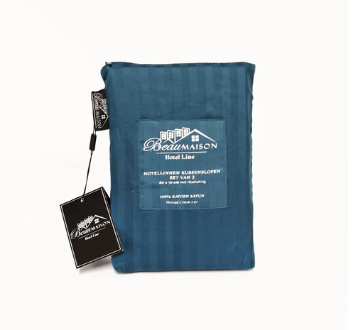 Beau Maison Kussensloop Hotel Line Blauw - 60x70cm 2 stuks met ritssluiting Beau Maison Kussensloop Hotel Line Blauw - 60x70cm 2 stuks met ritssluiting