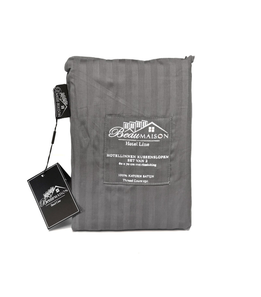 Beau Maison Pillowcase Hotel Line Gray 60x70cm - 2 pieces with zipper