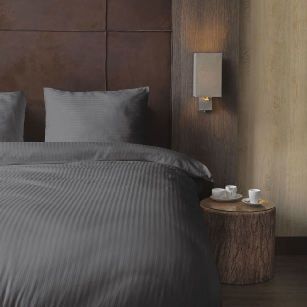 Beau Maison Kissenbezug Hotel Line Grau 60x70cm - 2 Stück mit Reißverschluss