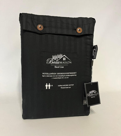 Beau Maison Baumwollsatin Bettbezug Hotel Line Black
