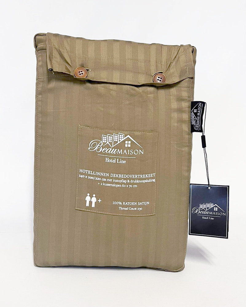 Beau Maison Bettbezug aus Baumwollsatin Hotel Line Taupe Green