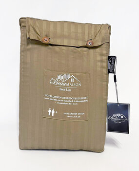 Beau Maison Hotel linen Taupe Green Cotton Satin