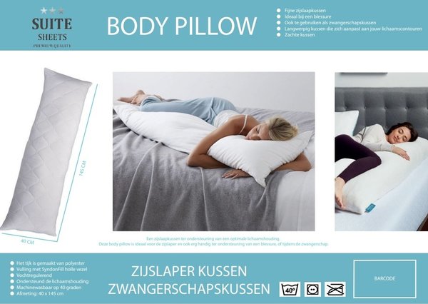 Suite Sheets Unterstützendes Körperkissen – Seitenschläferkissen - (box)