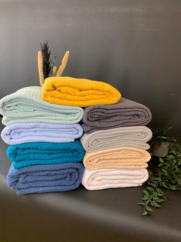 Beau Maison Wit Wafelplaids - Per  stuk verpakt, 12 stuks in doos -  B-Keus