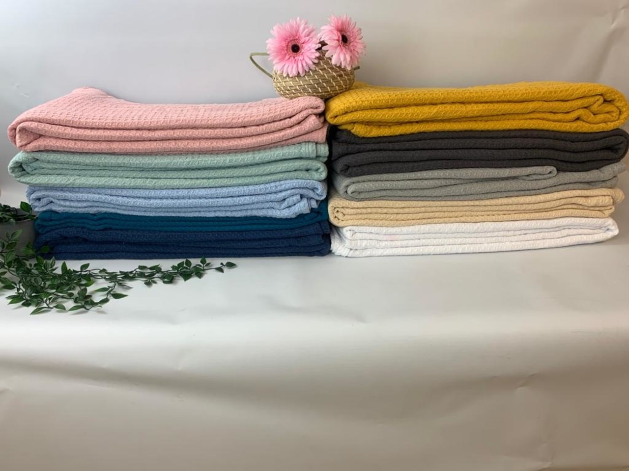 Beau Maison Wit Wafelplaids - Per  stuk verpakt, 12 stuks in doos -  B-Keus