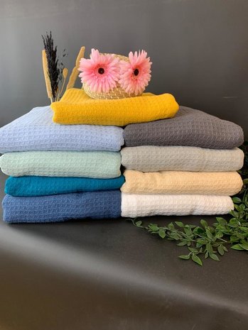 Beau Maison Wit Wafelplaids - Per  stuk verpakt, 12 stuks in doos -  B-Keus