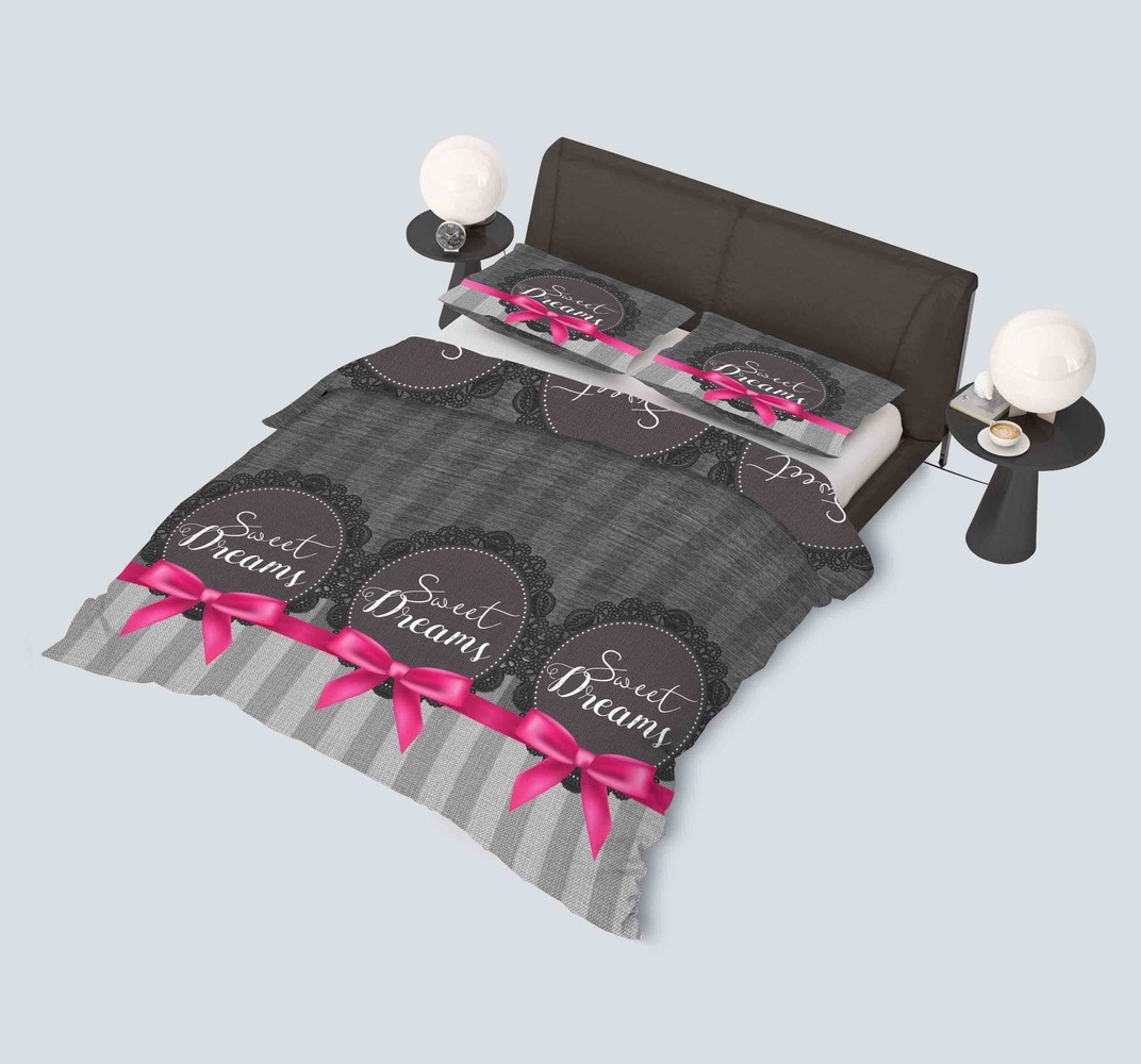 Refined Bedding Ewige Liebe Bettbezug Anthrazitrosa