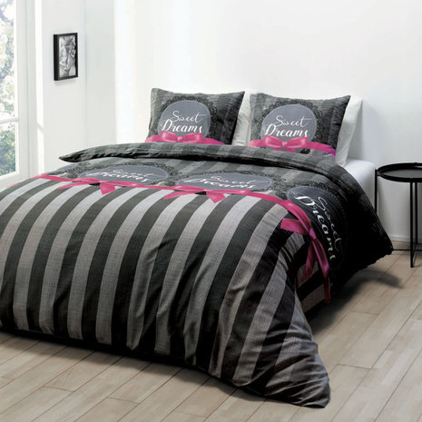 Refined Bedding Eternal Love Duvet cover Anthracite Pink