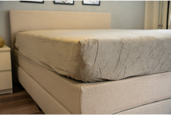 Beau Maison Samt Spannbettlaken Taupe Grau | Samt-Velours Beau Maison Samt Spannbettlaken Taupe Grau | Samt-Velours