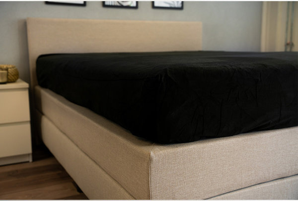 Beau Maison Velvet Fitted Sheet Black | Velvet Velour