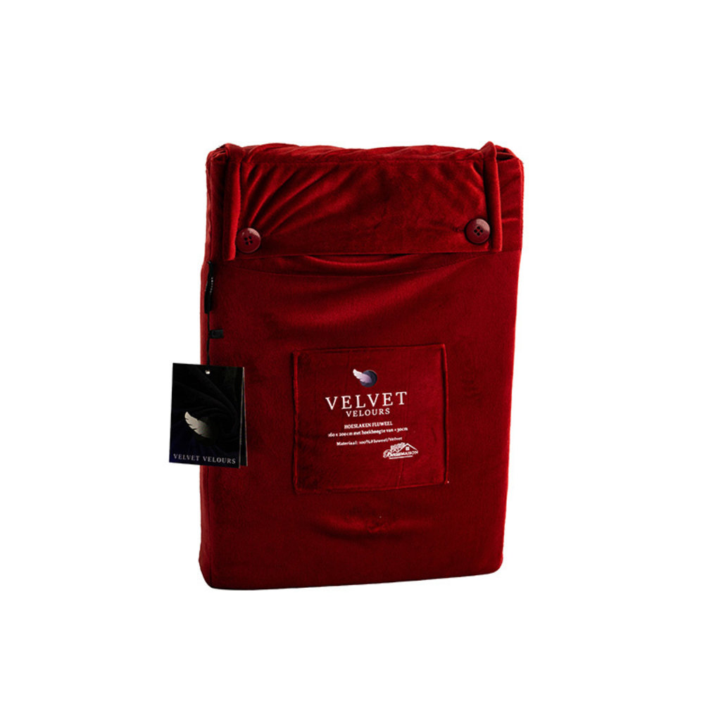 Beau Maison Velvet Fitted Sheet Burgundy Red | Velvet Velour