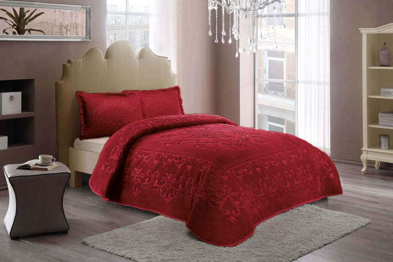 Beau Maison Geprägte Unidecke Bordeaux 220 x 240 cm | Schwere Qualität