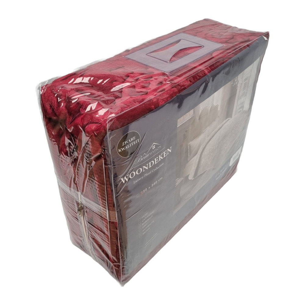 Beau Maison Embossed Uni Blanket Bordeaux 220 x 240 cm | Heavy Quality Beau Maison Embossed Uni Blanket Bordeaux 220 x 240 cm | Heavy Quality