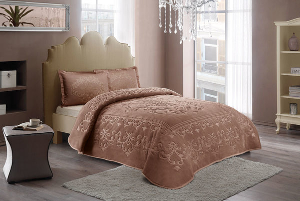 Beau Maison Embossed Uni Blanket Brown 220 x 240 cm | Heavy Quality Beau Maison Embossed Uni Blanket Brown 220 x 240 cm | Heavy Quality