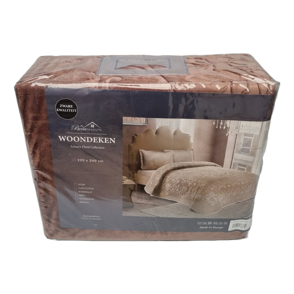 Beau Maison Embossed Uni Woondeken Brown 220 x 240 cm | Zware Kwaliteit Beau Maison Embossed Uni Woondeken Brown 220 x 240 cm | Zware Kwaliteit